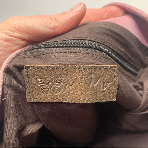 MiMu Suede Messenger Crossbody Bag Sundance Dusty Pink and Brown Purse - Picture 9 of 12